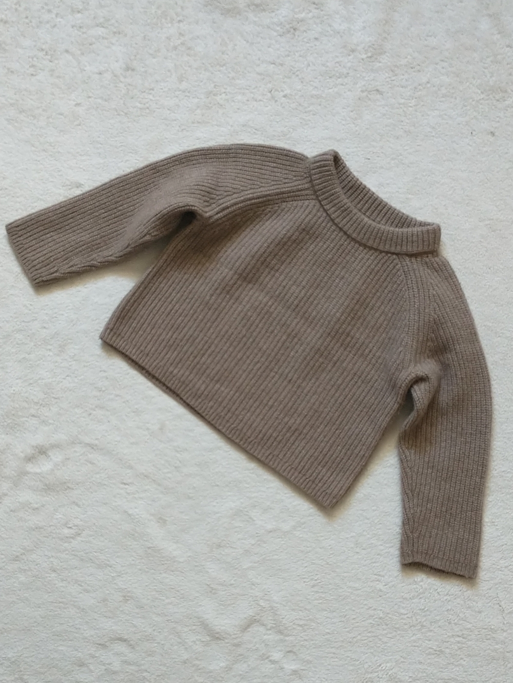 Jenni Kayne Sweater Kids 4-5 Brown Wool Cashmere Fisherman Rib Knit